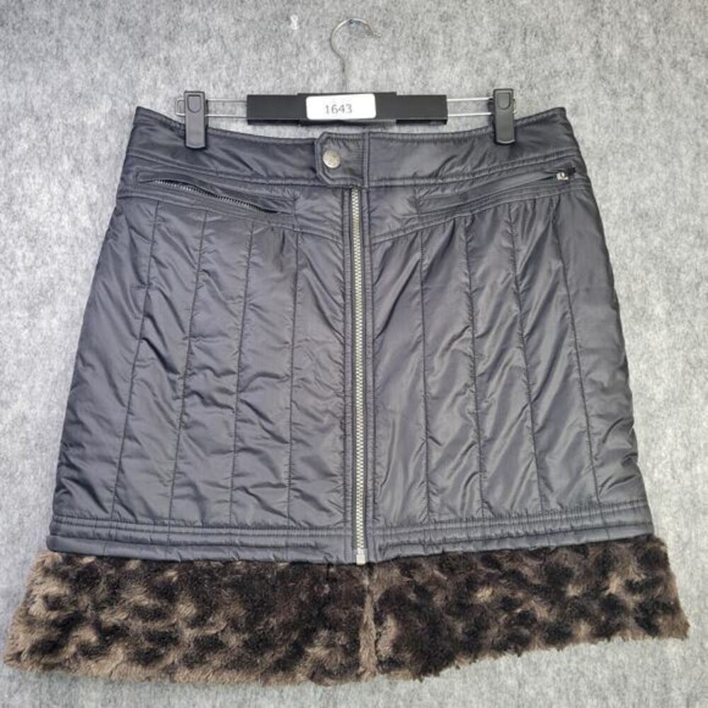 Athleta Toasty Buns Skirt Insulated Quilted Fur Trim Black Size 12 Ski Outdoors